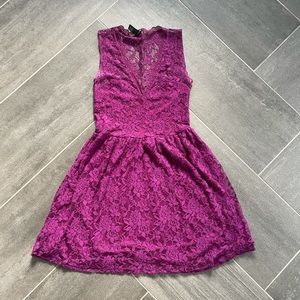 Forever21 Fuchsia Purple Lace Skater Dress - S EUC